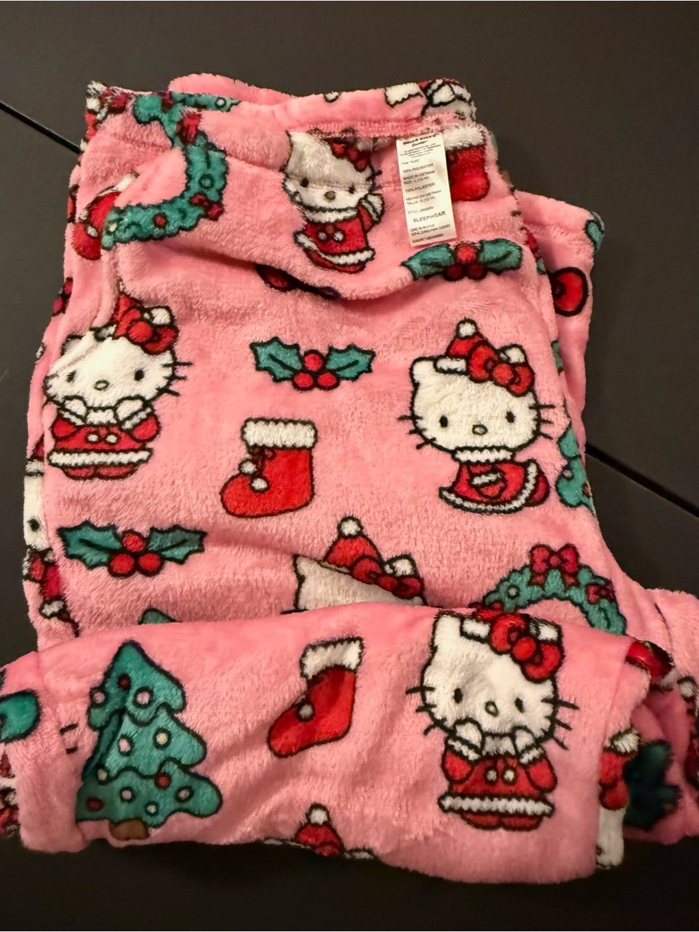 Sanrio Hello Kitty Pink Holiday Fleece Pajama Bottoms